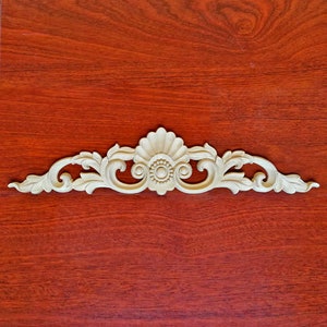 Classic Shell & Pearl Carved Wood Applique, Furniture Onlay Smooth Sanded