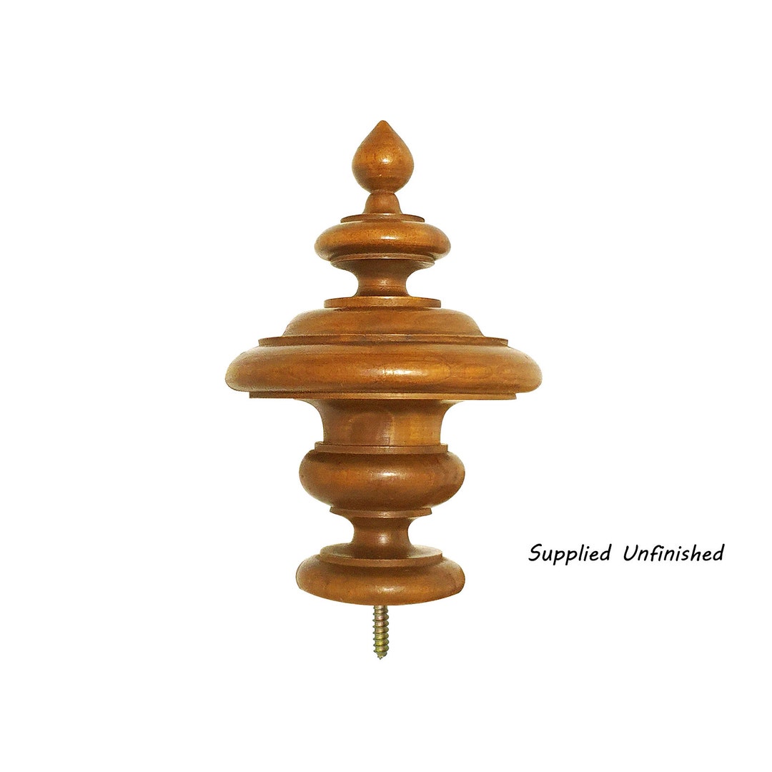 Pair of Wood Turning 53/4h Finial for Curtain Rod, Bed Post and Furniture Etsy