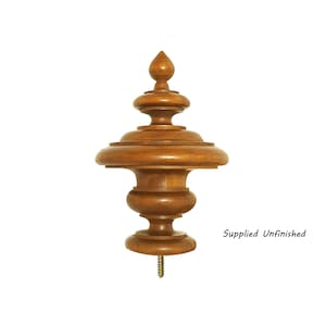 PAIR of Wood Turning 5-3/4&quot; High Finials for Curtain Rod, Bed Post and Furniture, Unfinished