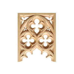 PNL-41 Wood Carved Gothic Screen Panel for Furniture, Window and Wainscot, Single Available in 2 Sizes