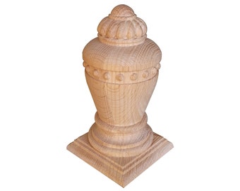 Colonial Newel Post Wood Finial, Square Bottom Finial, 7-1/8"High, Single