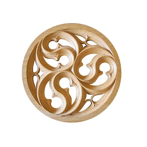 Wood Carved Gothic Rosette, Round Gothic Panel, Available from 8" to 14" Diameter