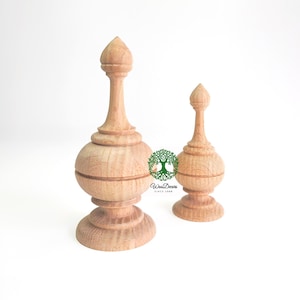 PAIR of Wood Turning Urn Finials for Curtain Rod, Bed Post and Furniture, Available in 2 Sizes, Unfinished