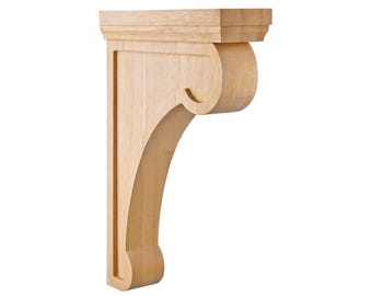 PAAR von Holz geschnitzte Regal Halterung, Arbeitsplatte Corbel, erhältlich in 4 Größen, unfertige