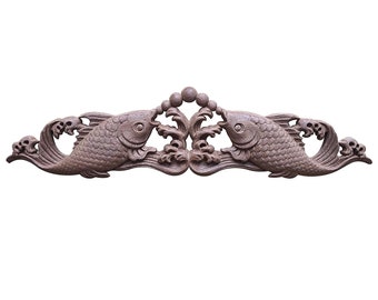 Lovely Bubbling Fish Carved Wood Applique, Gift for Anglers, Available from 12" to 23" Wide, Single, Unfinished
