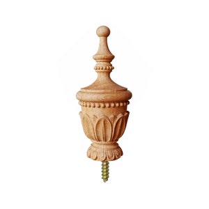 PAIR of Pearl Ring & Leaf Carved 6-3/4&quot; Curtain Rod Finials