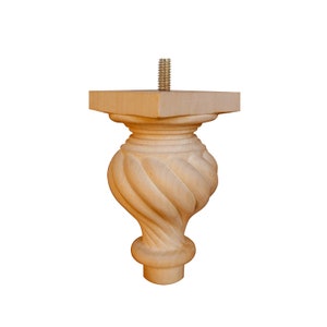 Pair of Spiral Rope Carved Furniture Leg, Sofa Leg, Replacement Legs