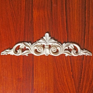 APLH-1005  Scrolled Acanthus Carved Wood Applique, Smooth Sanded Furniture Onlay