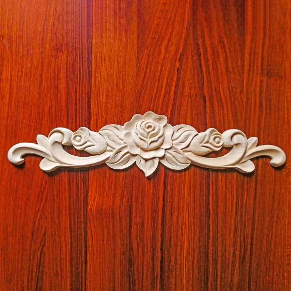 APLH-1008 Belle Applique en Bois Sculpté Rose