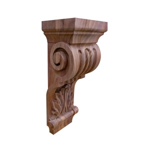 Wood Carved Fluted Acanthus Corbels, Available in 8" & 12"High
