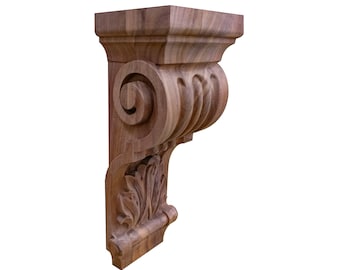 Wood Carved Fluted Acanthus 8" & 12"High Corbel