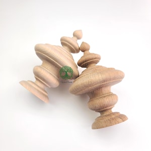 PAIR of Wood Turning Finials for Curtain Rod, Bed Post and Furniture, 5-3/4"High, Unfinished