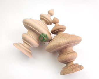 PAIR of Wood Turning Finials for Curtain Rod, Bed Post and Furniture, 5-3/4"High, Unfinished