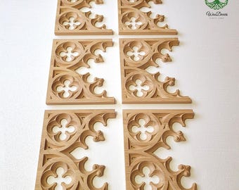 最新人気 of PAIR PNL-34 Panels Arch Screen Carved Wood Style Gothic 絵画