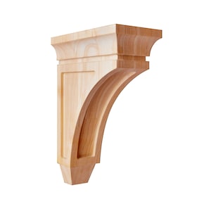 Wood Carved Bracket Corbel, available in 8", 10" & 12" High, Single, Unfinished