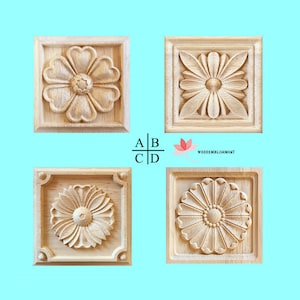 Wood Carved Square Rosette Applique- Section 3