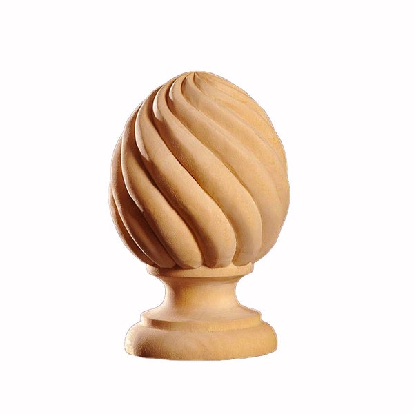 5-3/8"H Ribbed Spiral Finial for Stair Post and Curtain Rod