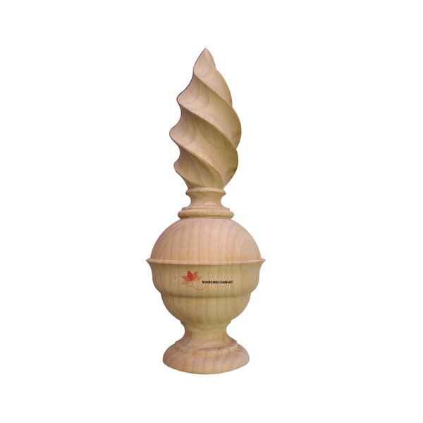 2PCS  Carved Torch 7" High Wood Finial for Curtain Rod, Bed Post and Furniture