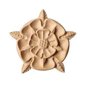 PAIR of Wood Carved Yorkshire Rose Rosettes, Furniture Appliques, Dia from 2&quot; to 8&quot;