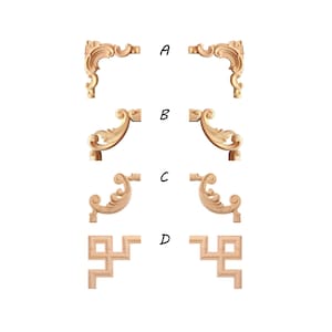 PAIR of Wood Carved Corner Appliques, Used with Half-round Moulding-3
