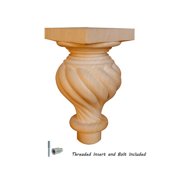 Pair of Spiral Rope Carved Furniture Leg