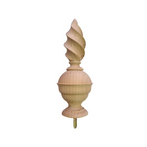 PAIR of Torch Carved 7&quot; High Wood Finials for Curtain Rod, Bed Post and Furniture