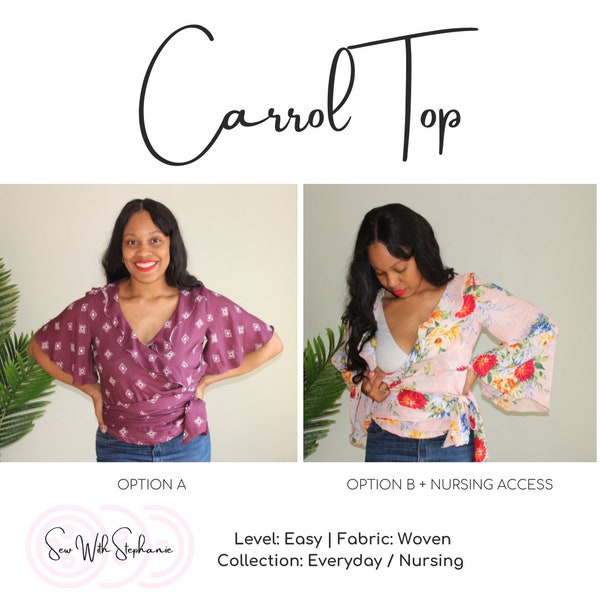 Carrol Top Nursing shirt Sewing Pattern - PRINTED