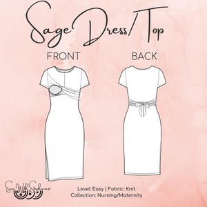 Sage Nursing Dress / Top Sewing Pattern - PDF