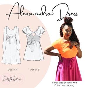 Alexandra Nursing Dress Sewing Pattern - PDF