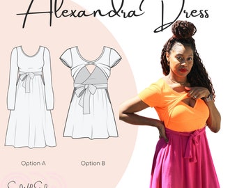 Alexandra Nursing Dress Sewing Pattern - PDF
