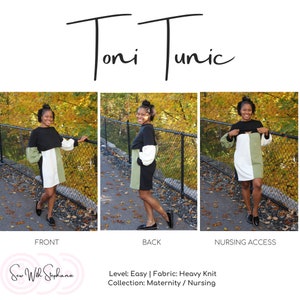 Toni Tunic Nursing Sweater Dress Sewing Pattern - PDF