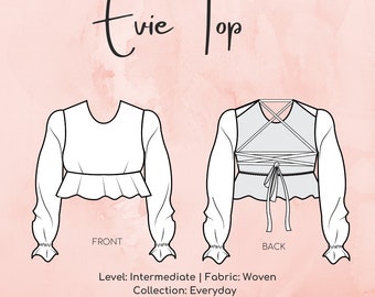 Evie Tie Up, Open Back Top - PDF with Tutorial