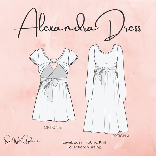 Alexandra Nursing Dress Sewing Pattern - PDF