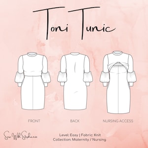 Toni Tunic Nursing Sweater Dress Sewing Pattern - PDF