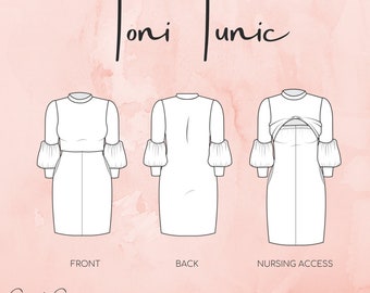 Padrão de costura de vestido de suéter de enfermagem Toni Túnica - PDF