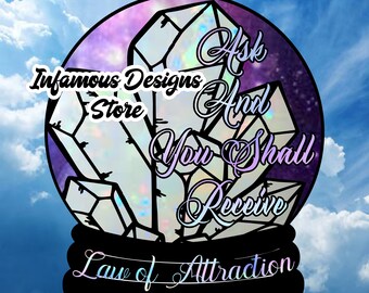 Crystal Ball - Ask and You Shall Receive - Law of Attraction Design PNG, & More, DIY Shirts, Hats, Bags, Mugs, etc., Print/Cut File