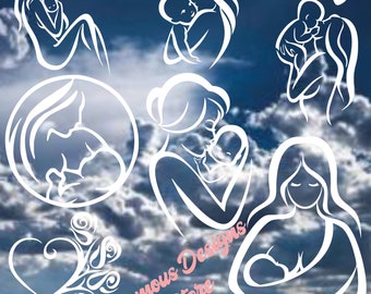 29 Files Maternity Mother and Infant SVG, PNG, & More, DIY Breastfeeding, Mother/Child, Cut/Print File, Instant Download, Cricut, Silhouette