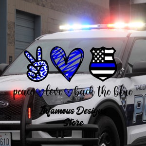 Peace, Love, and Back the Blue SVG, PNG, & More, DIY Shirts, Mützen, Taschen, Tassen, etc., Cut/Print Datei, Sofort Download, Cricut, Silhouette