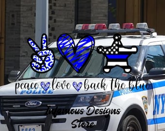 Peace, Love, Back the Blue SVG, PNG, & More, DIY Shirts, Hats, Bags, Mugs, etc., Cut/Print File, Instant Download, Cricut, Silhouette