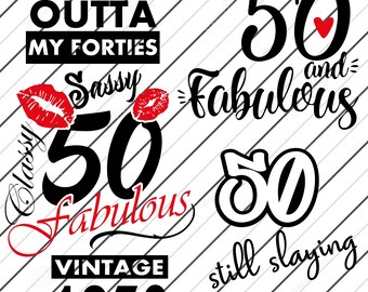 50th Birthday Bundle - 24 Files SVG, PNG, & More, DIY Shirts, Hats, Bags, Mugs, etc., Cut/Print File, Instant Download, Cricut, Silhouette