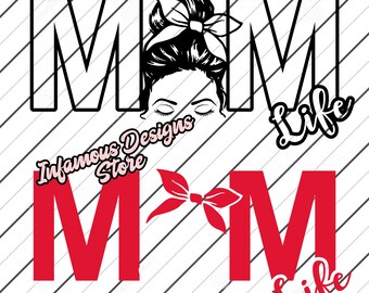 Mom Life Template with Instructions, Mom Life Template for Creating Custom Designs, 3 Versions: No Glasses, Glasses, Glasses Lens Version