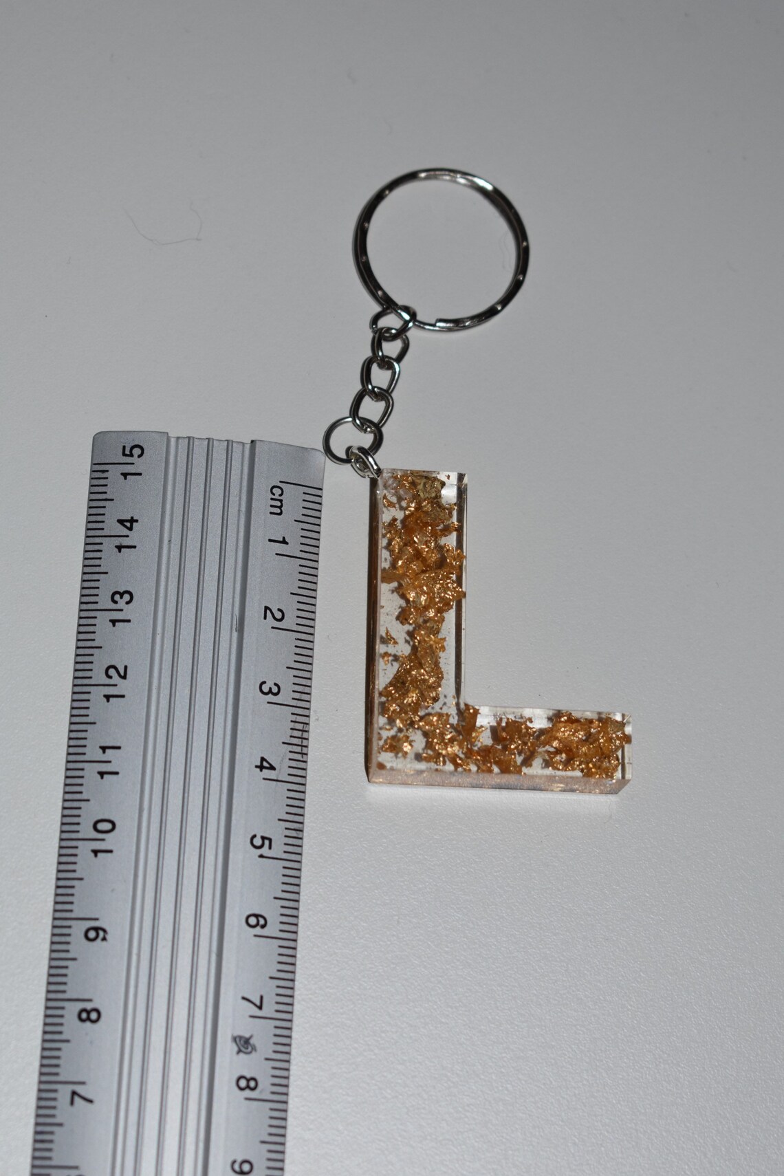 Keychain of letters and resin numbers with golden sheets Etsy