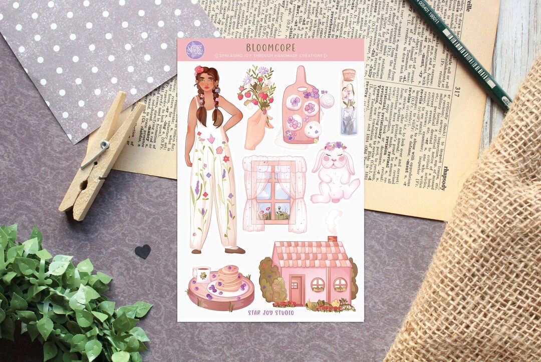 Bloomcore Aesthetic Sticker Sheet Journal Stickers, Planner Stickers ...