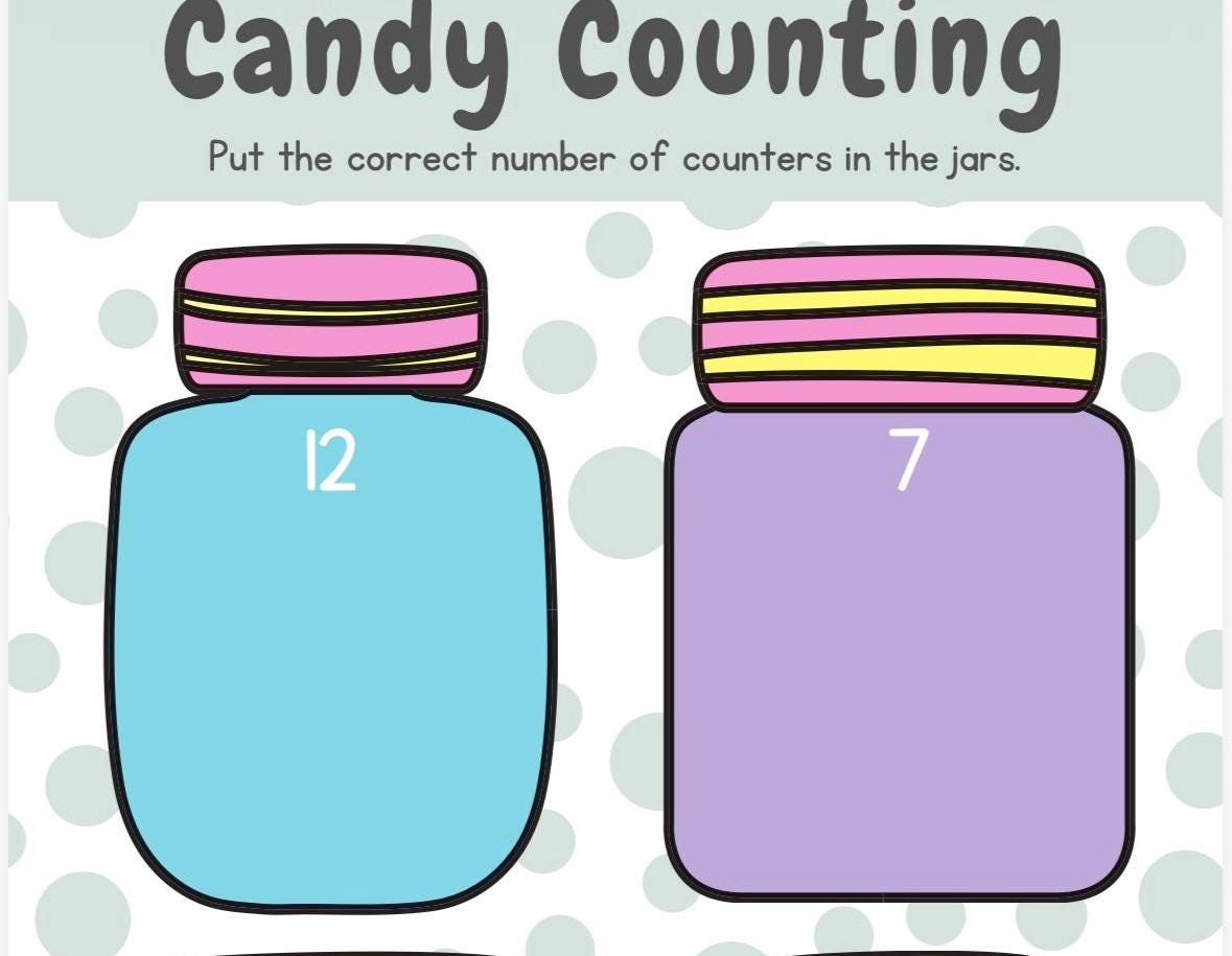 Candy Counting Jars – Printable Number Recognition Game (digital ...