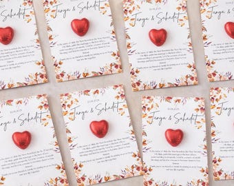 Personalised Wedding Favours Cards With Chocolate Heart Islamic Nikkah Favour