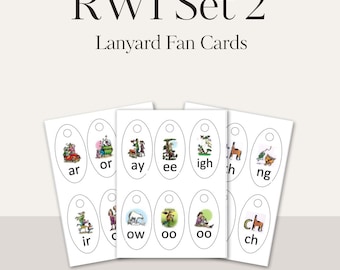 Read Write Inc. Set 2 Phonics Sounds Lanyard Cards – Classroom Fan for Phonics Teaching