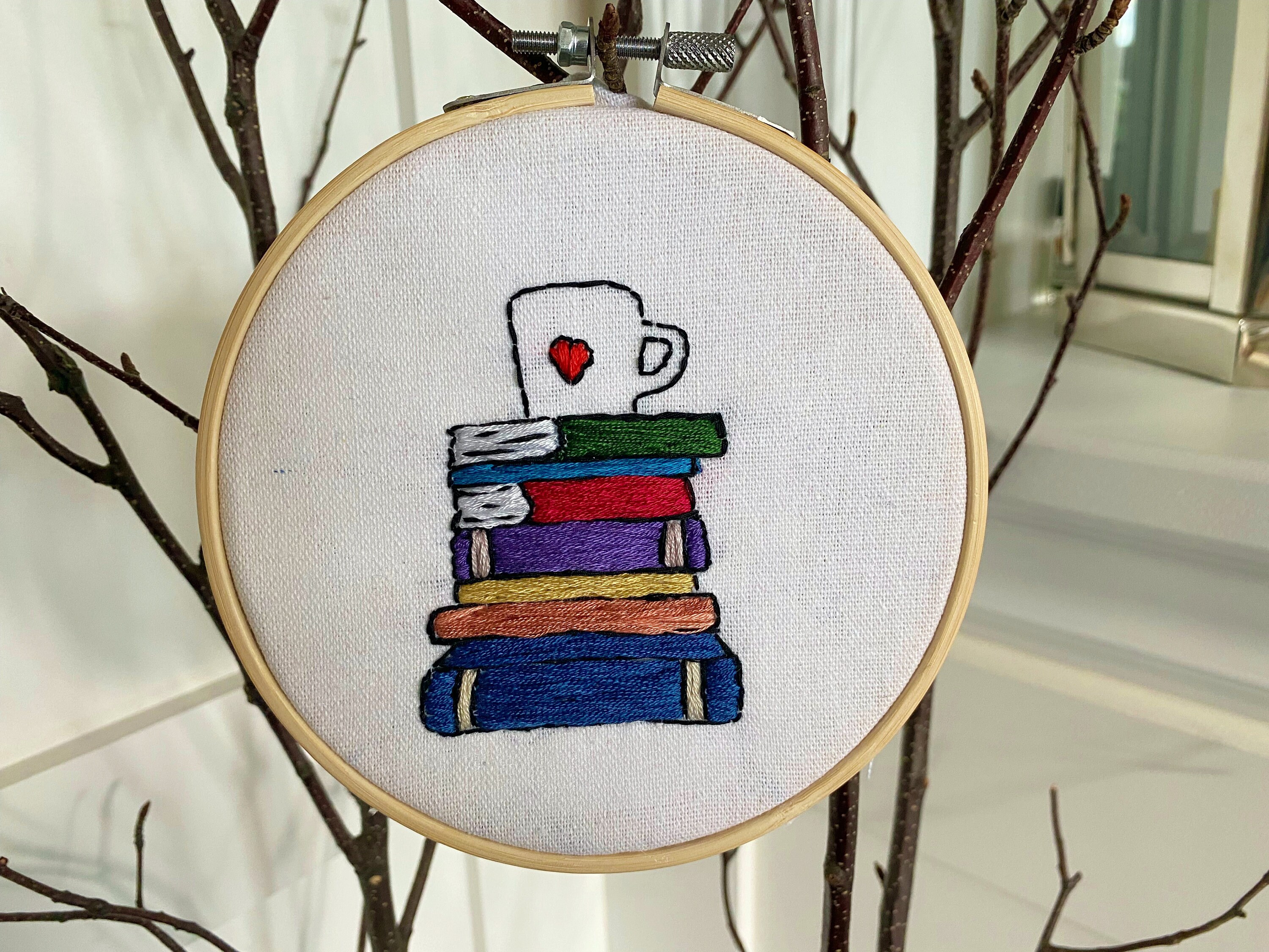 Book embroidery for bedroom stack of books embroidery office  etsy Book embroidery for bedroom stack of books embroidery office  etsy