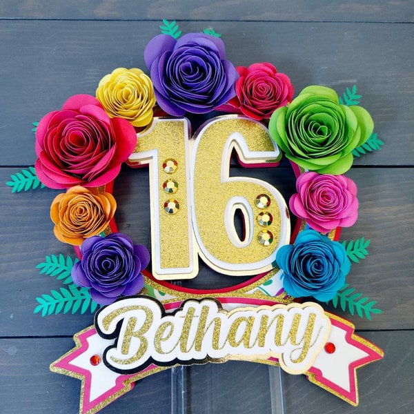 Yellow Glitter Mustache Sombrero Birthday Cake Topper - Mexican Fiesta Theme Decor For Parties & Baby Showers