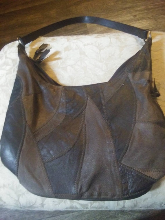 Genuine Brown Leather Patchwork Purse