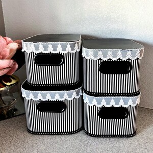 Black/White Striped Decorative Storage Boxes, Gift Box, Photo Box, Keepsake Container, Home Decor